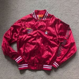 B wood Air Pablo Flight Jacket Red Satin Size S